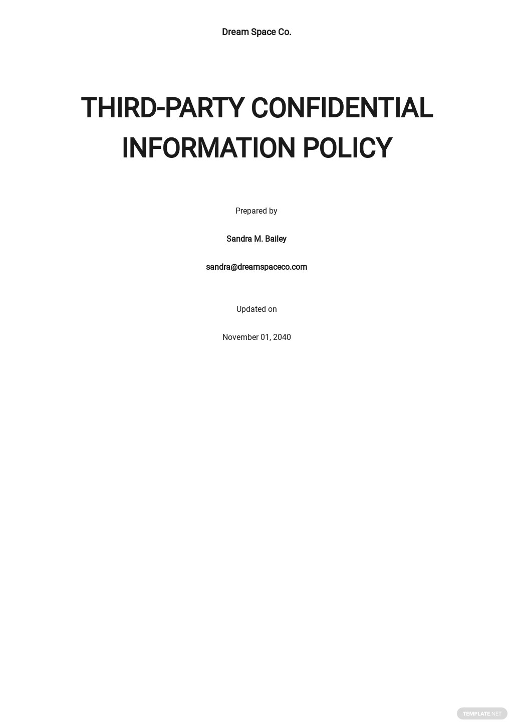 third party confidential information policy template