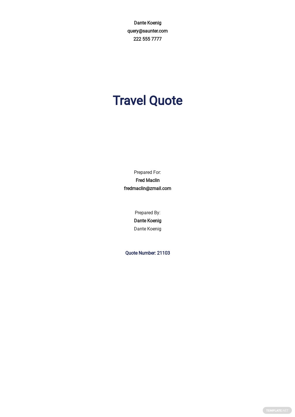travel quotation template