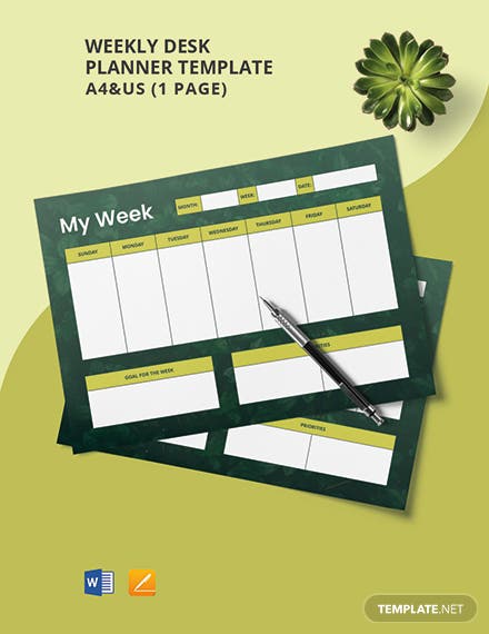 weekly desk planner template