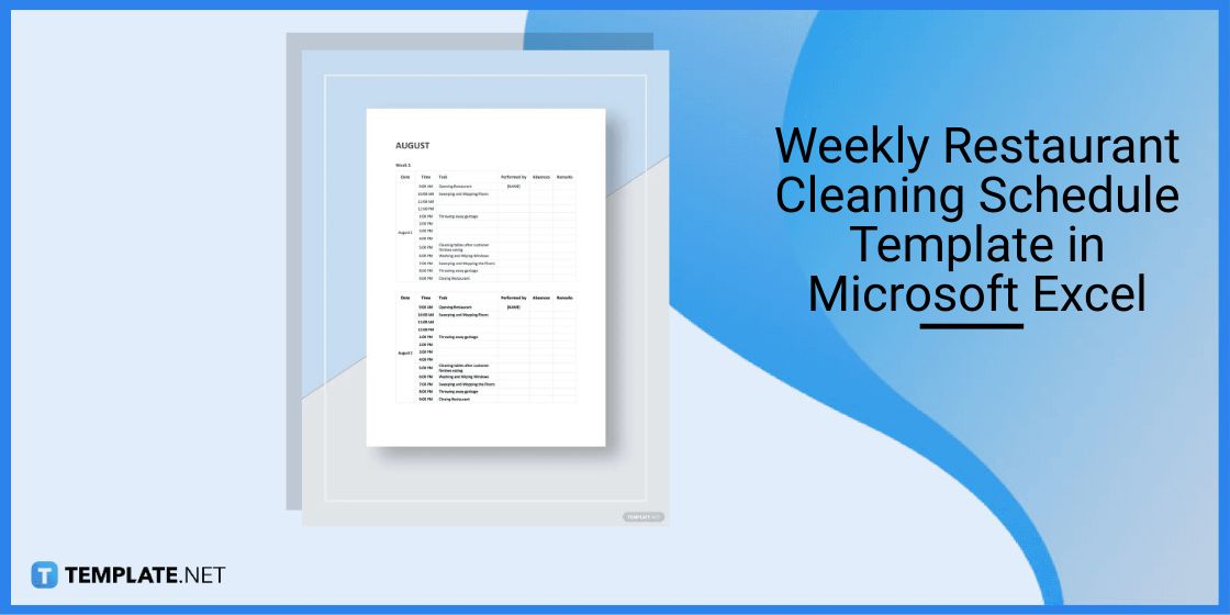 weekly restaurant cleaning schedule template in microsoft excel