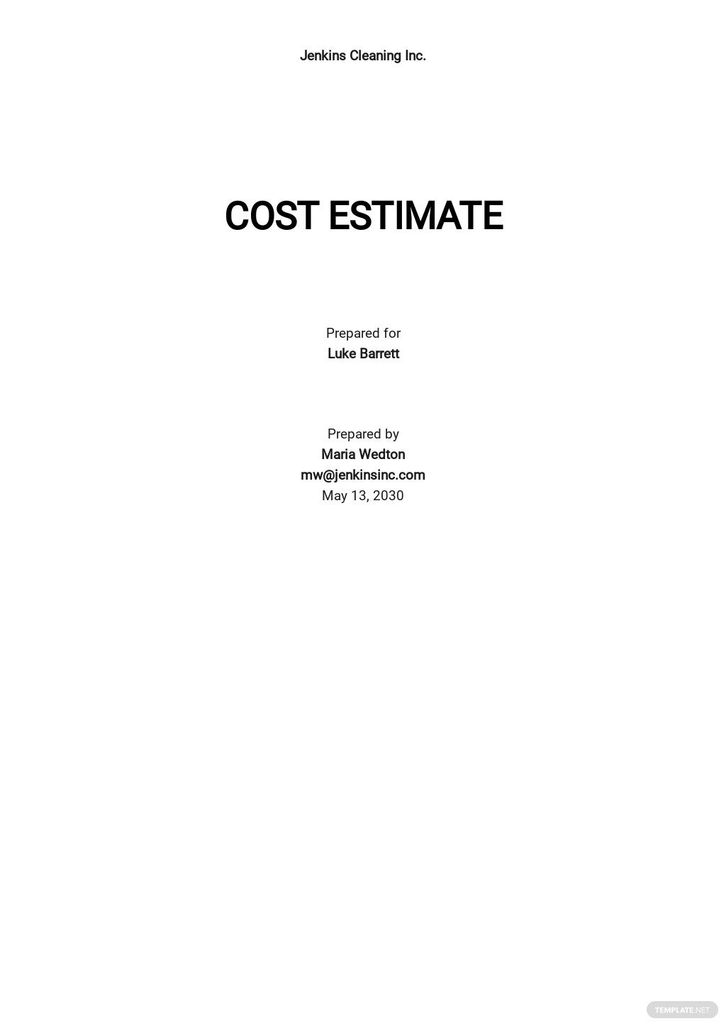 cost-estimate-template