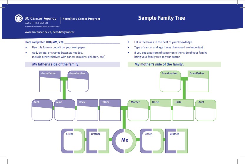 family tree cancer history example