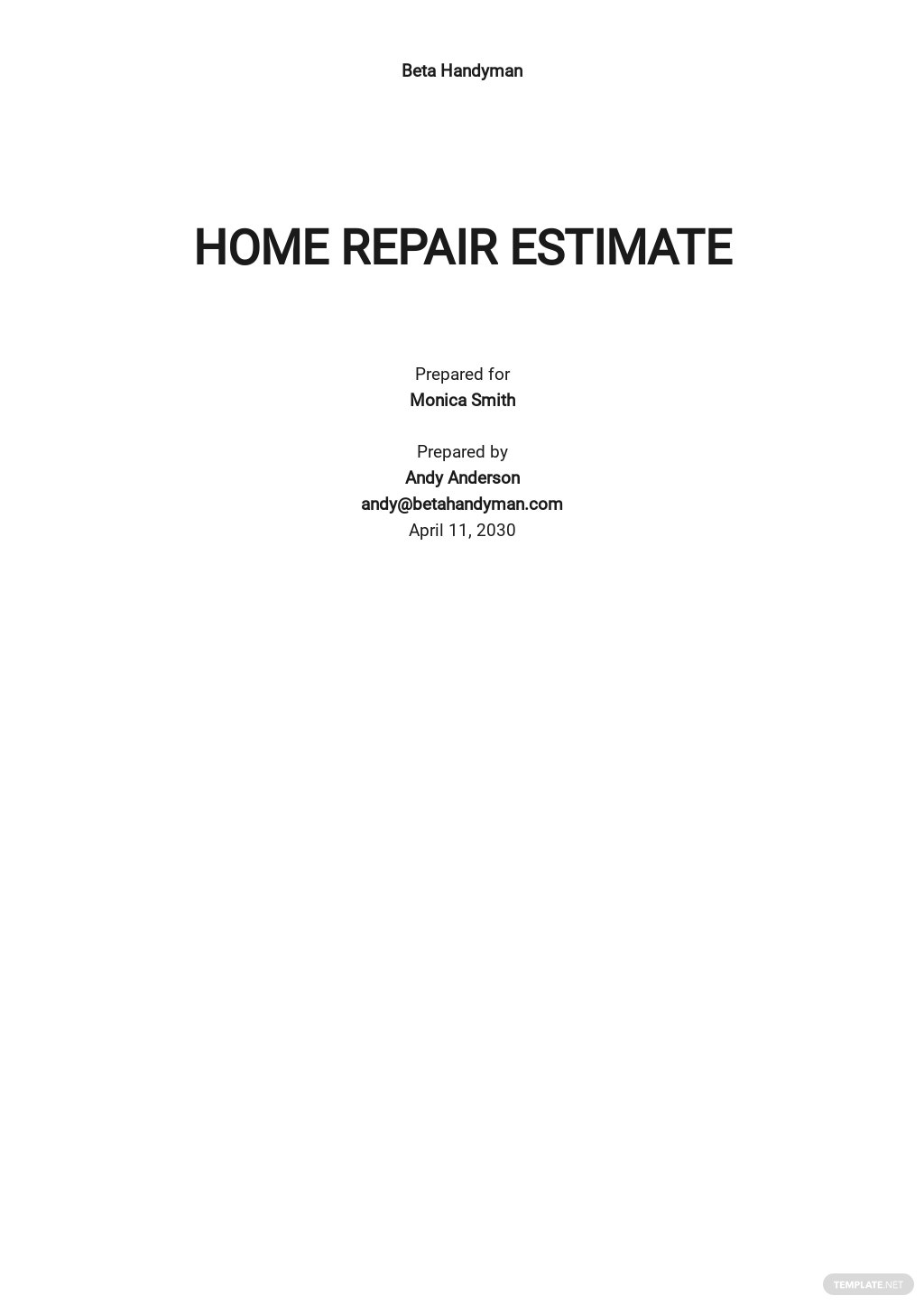 home-repair-estimate-template