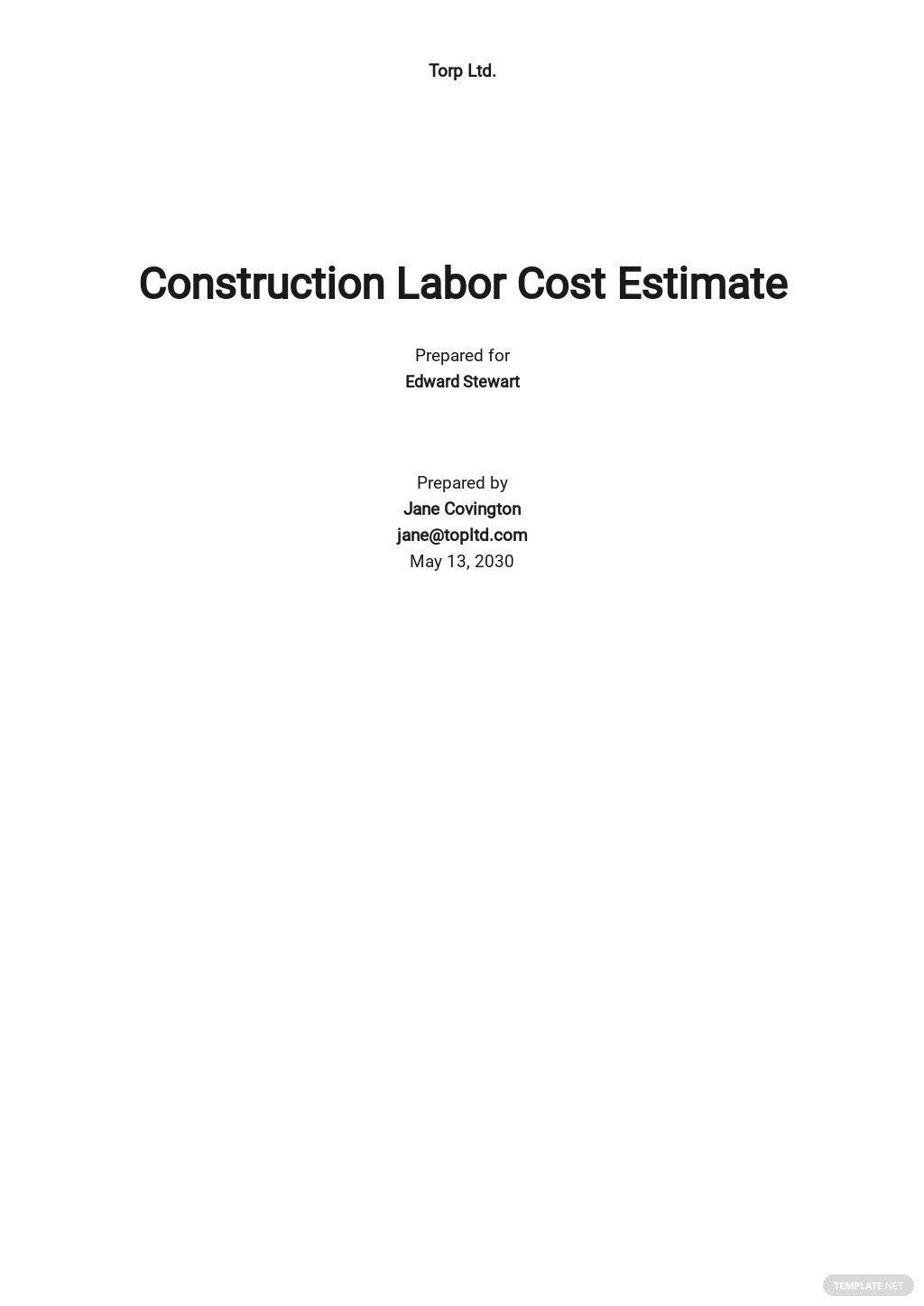 labor-cost-estimate-template