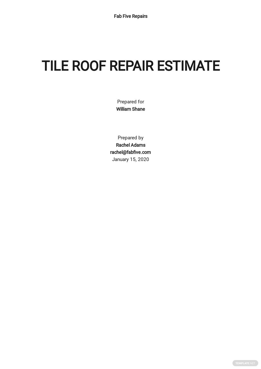 Repair Estimate Template ?width=550
