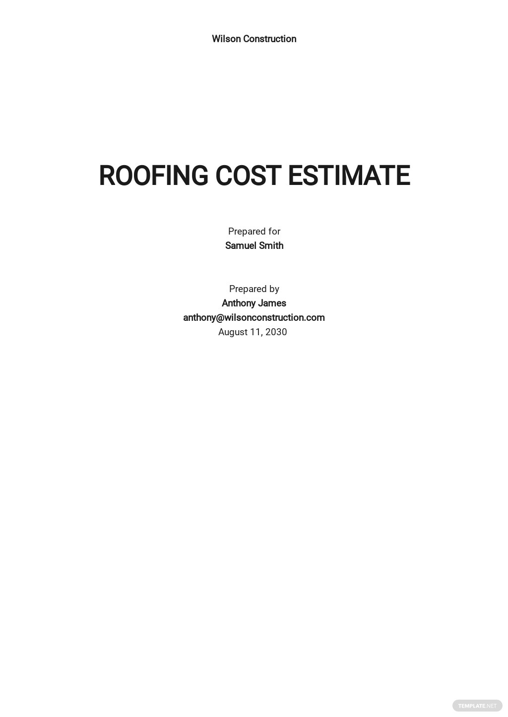 roofing estimate template