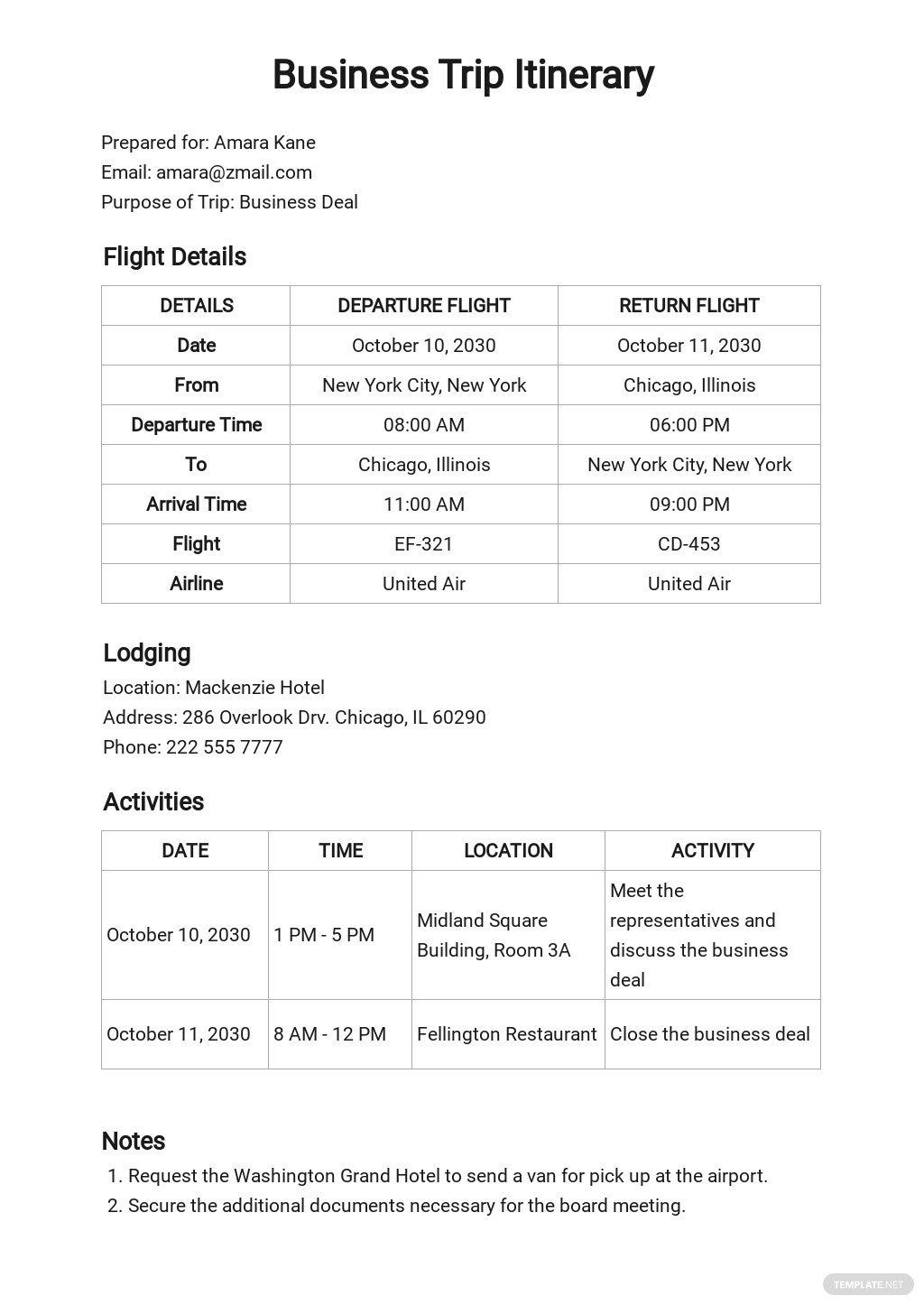small-businessfree-business-trip-itinerary-template