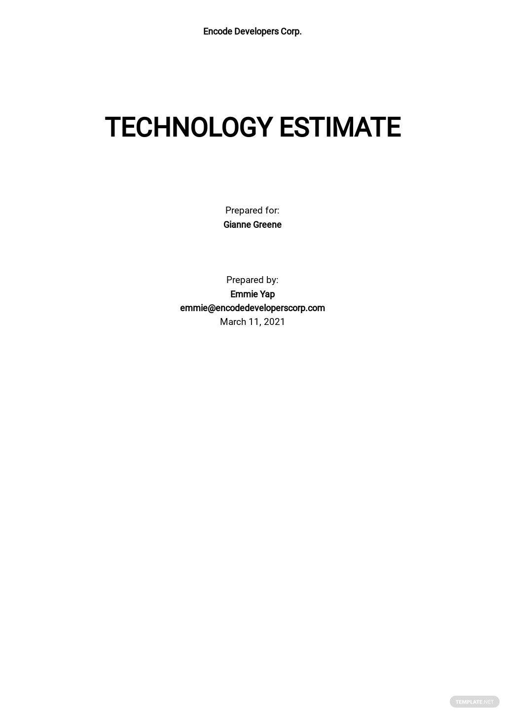 technology-estimate-template