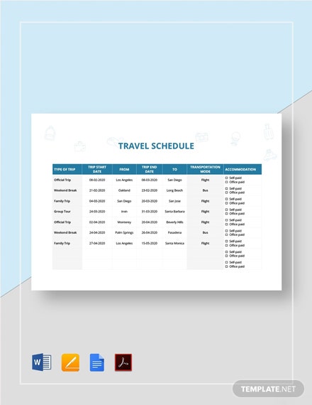 travel schedule