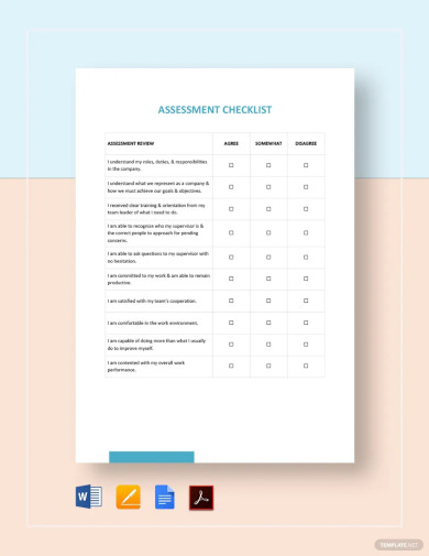 assessment checklist template