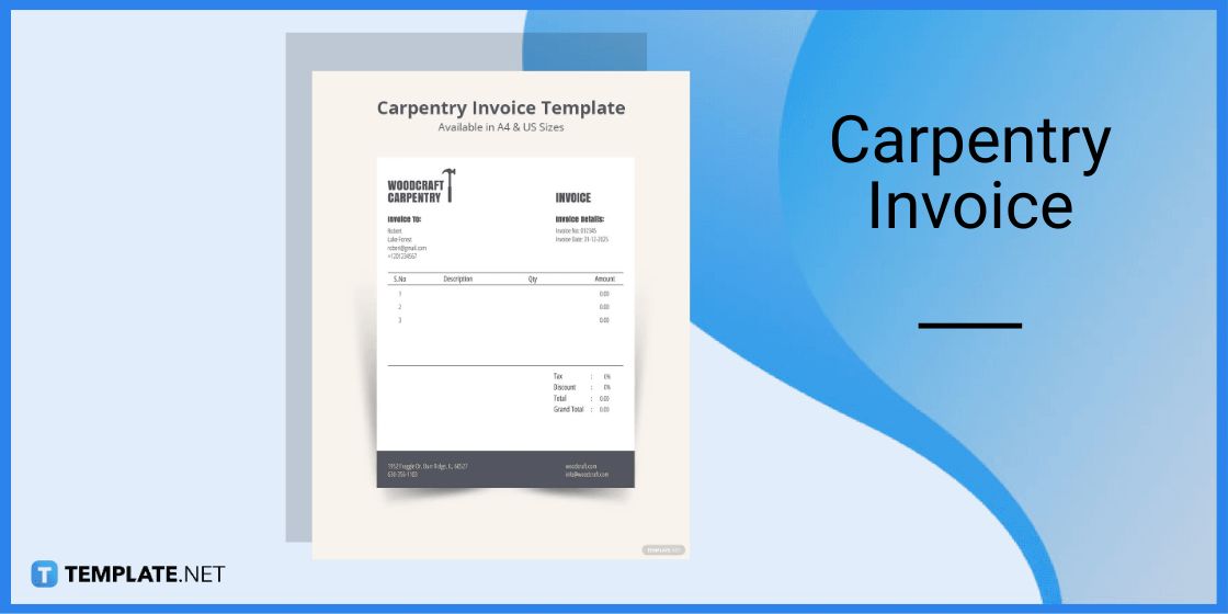 carpentry invoice template in microsoft word
