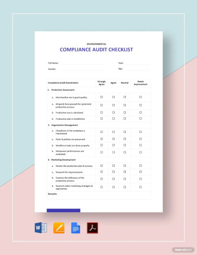 compliance audit checklist templates