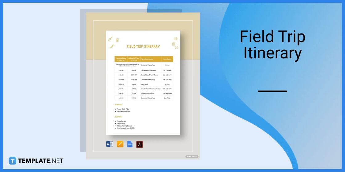 field trip itinerary template in google docs