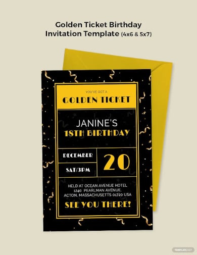 golden ticket birthday invitation template