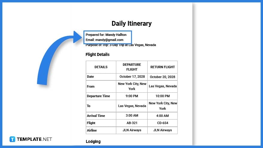 how to make an itinerary in google docs step