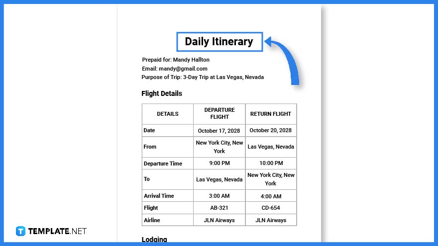 how to make an itinerary in google docs step