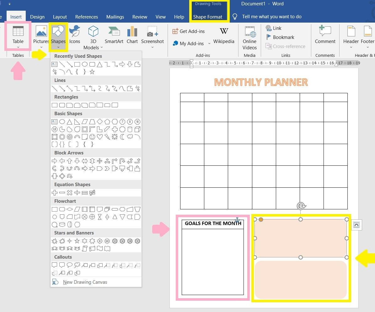 How To Make A Planner On Word