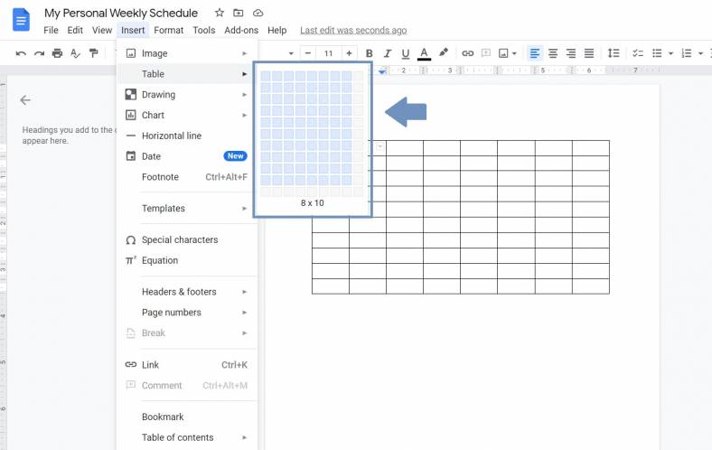 google docs template daily schedule