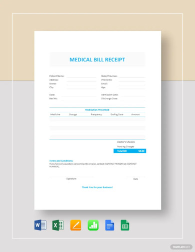 medical bill receipt templates