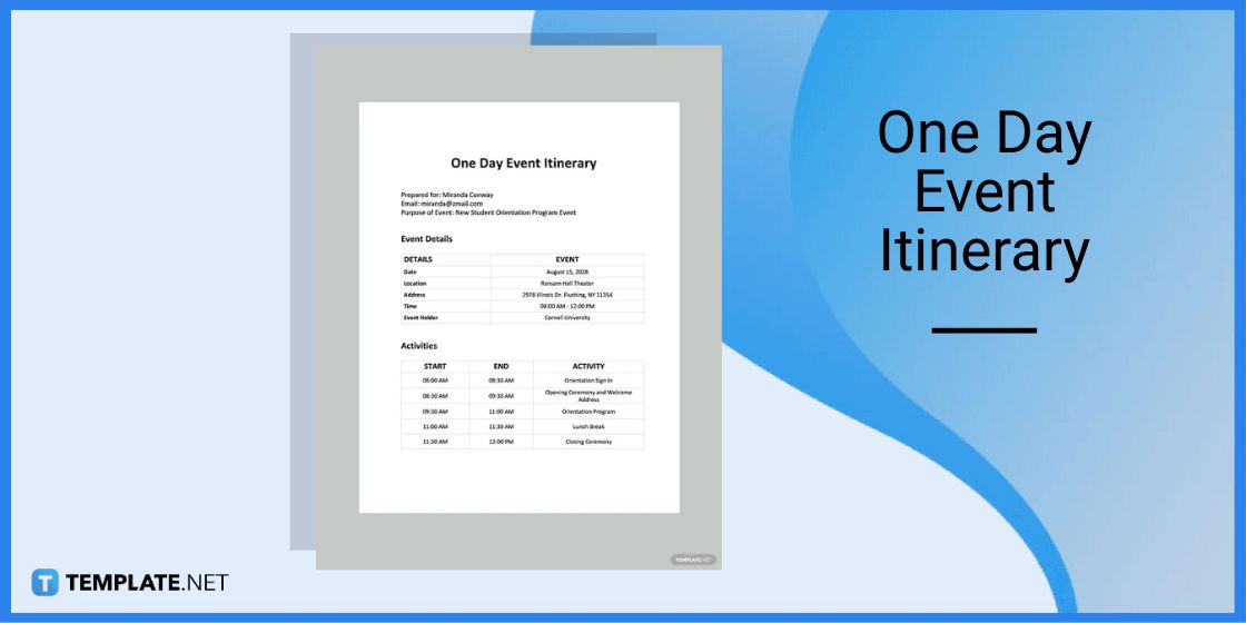 one day event itinerary template in google docs