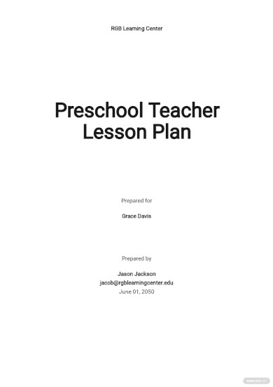 preschool teacher lesson plan template