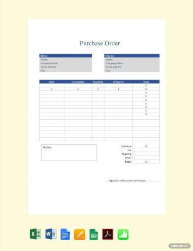 purchase order form templates
