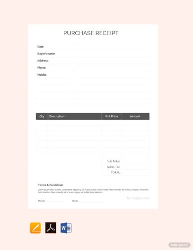 purchase receipt template