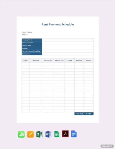 rent payment schedule templates