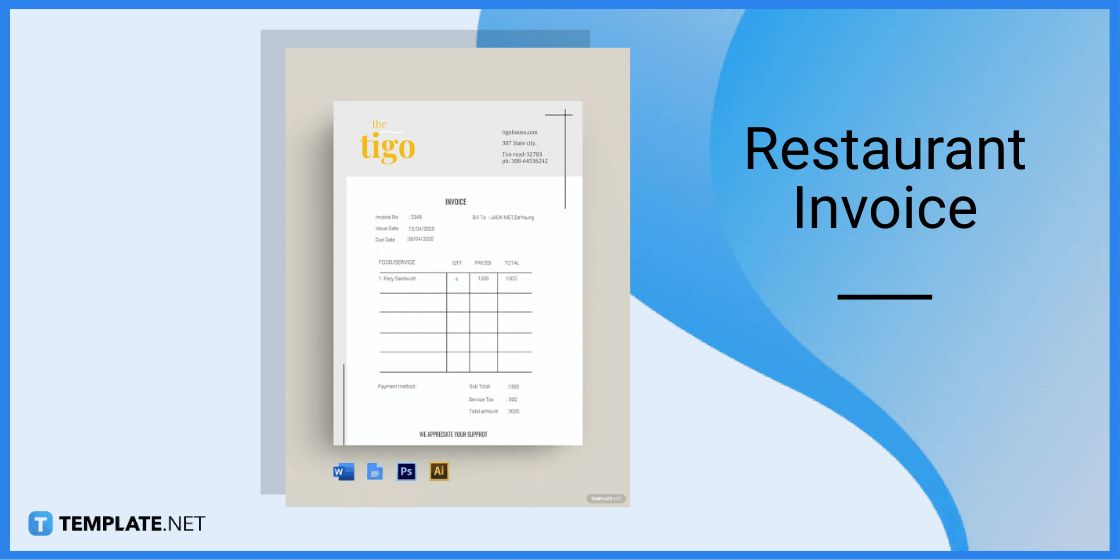 restaurant invoice template in microsoft word