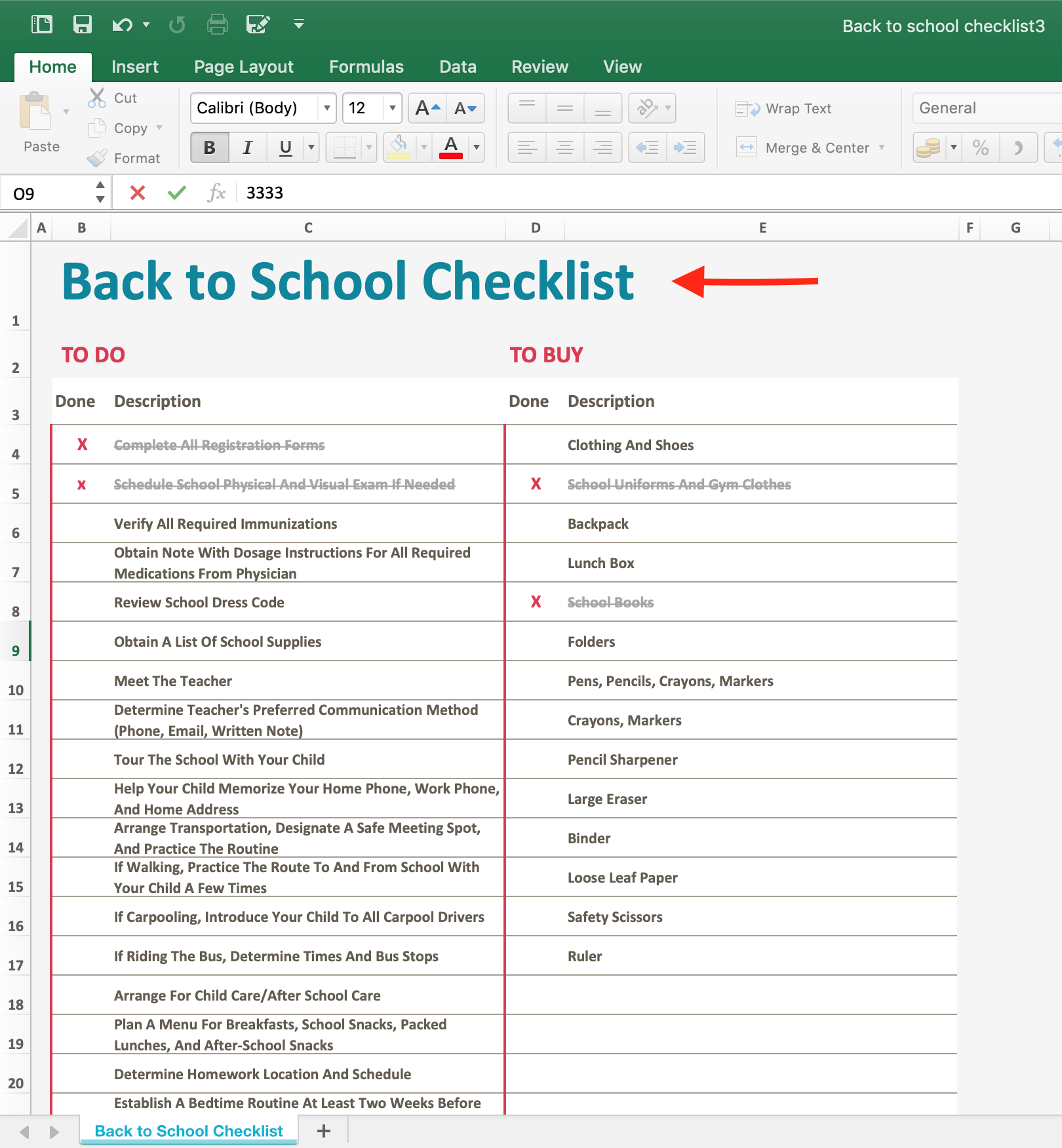 How Do You Add A Checklist In Excel