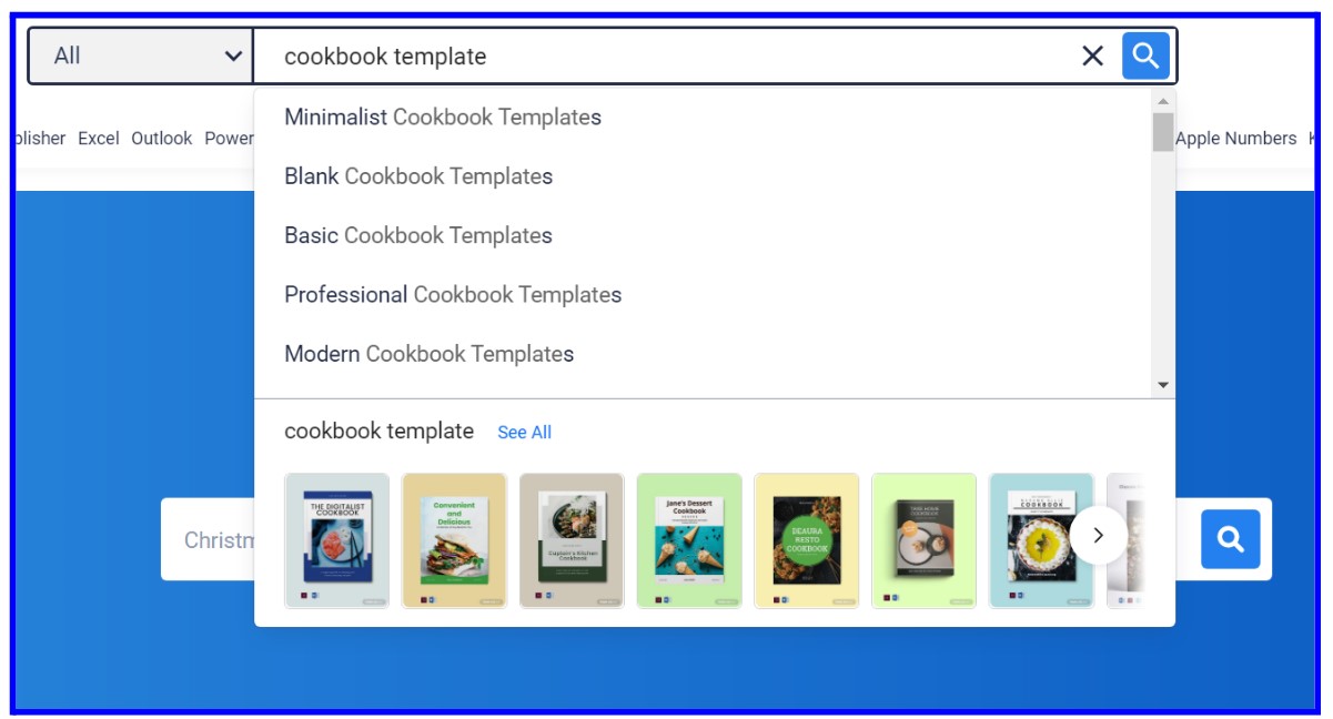 step 3 search for a cookbook template option