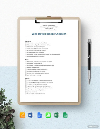web development checklist template