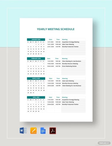 yearly meeting schedule templates