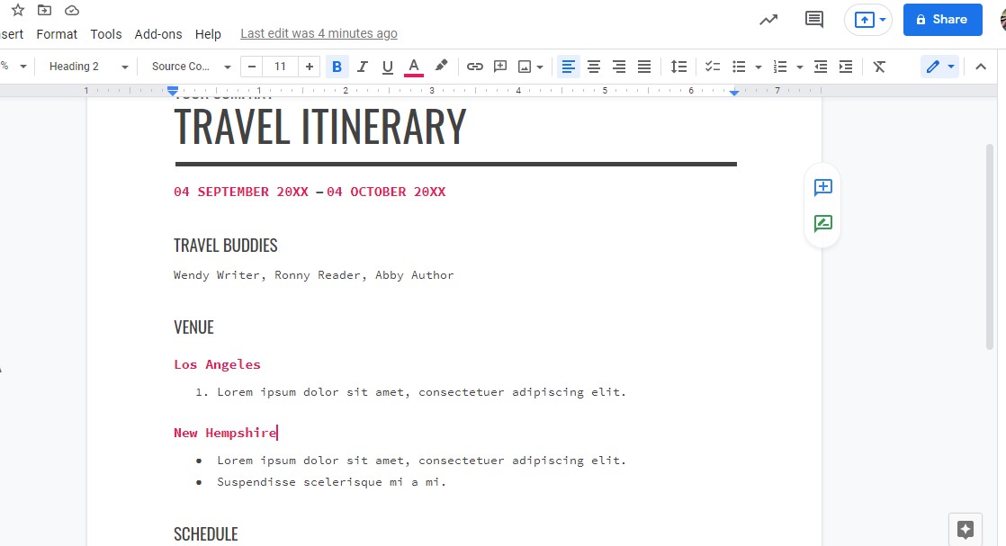 How to Make an Itinerary on Google Docs