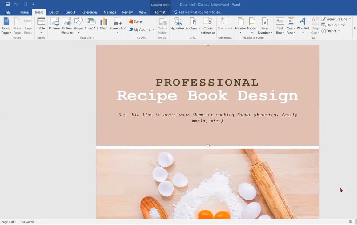 free editable cookbook template for microsoft word