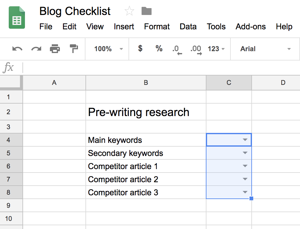 google sheets checkbox with text