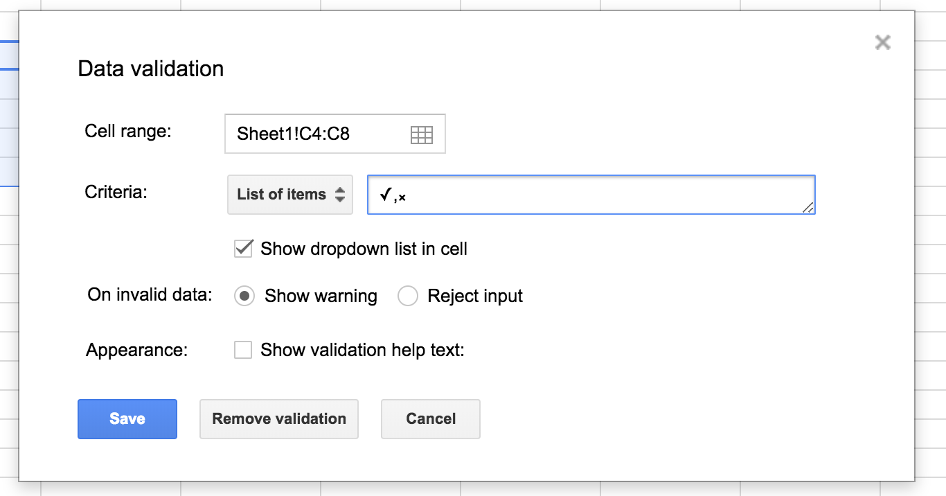 google sheets if checkbox is checked