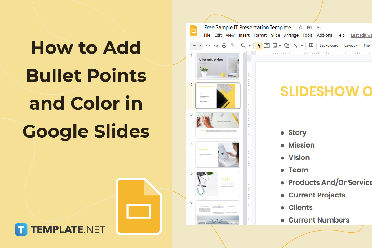 google presentation bullet points