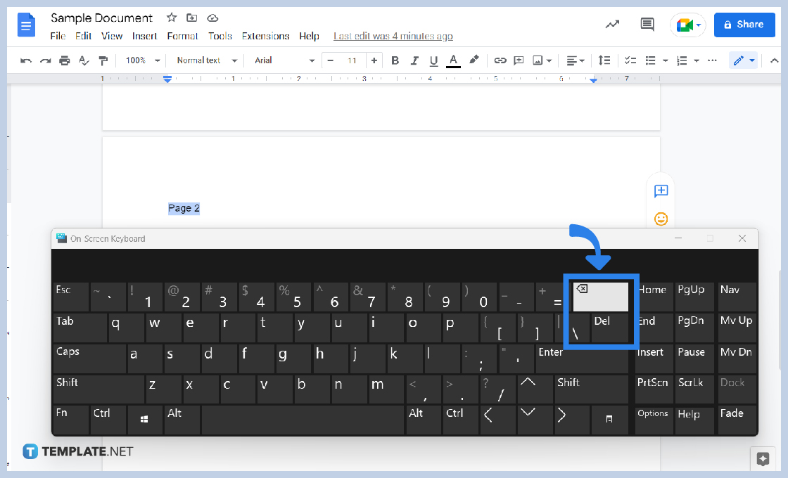 how to add delete a page in google docs step