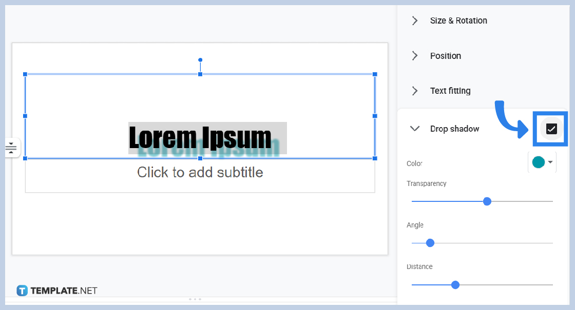 how to add shadow to text in google slides step