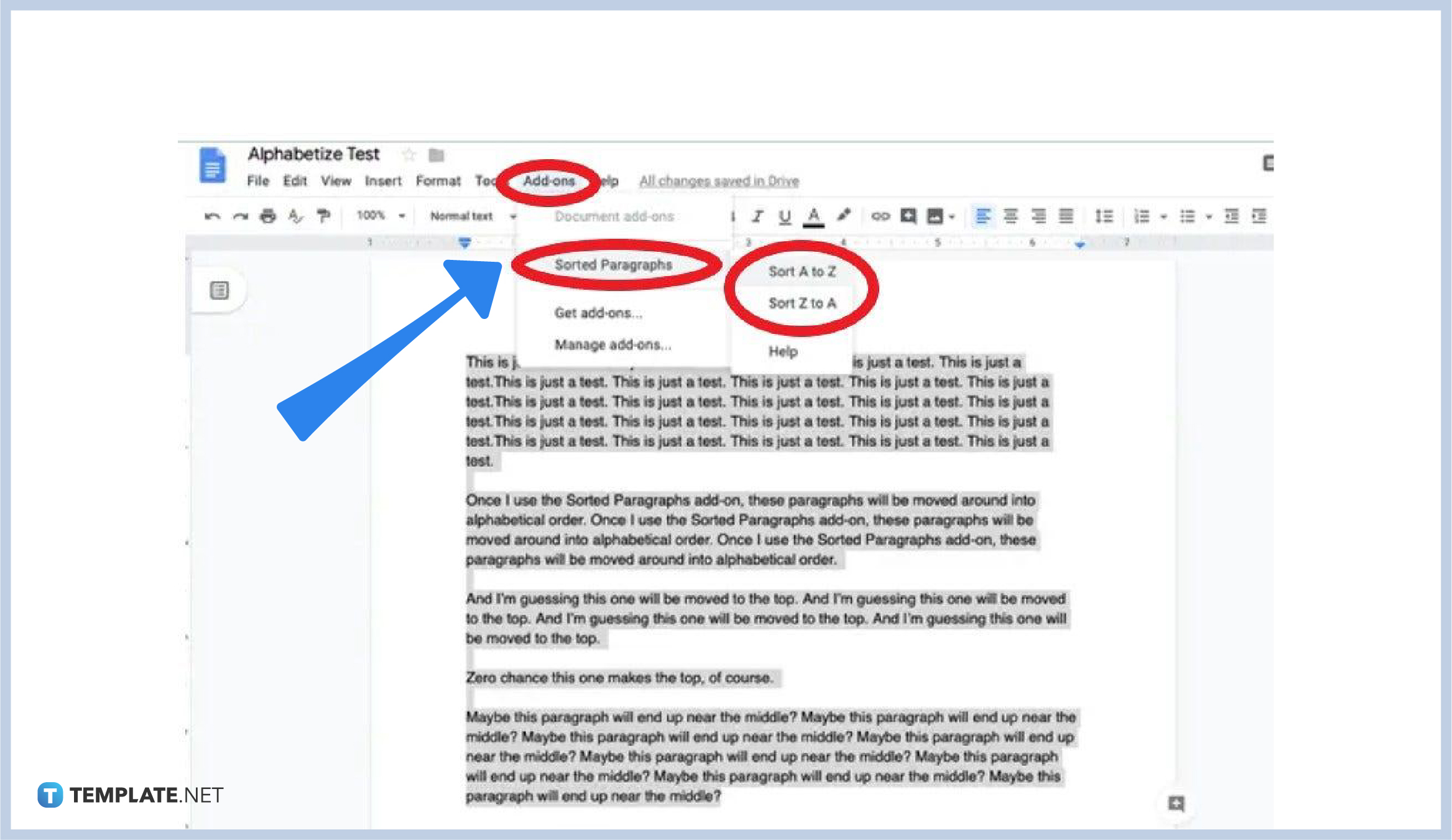 how to alphabetize in google docs step