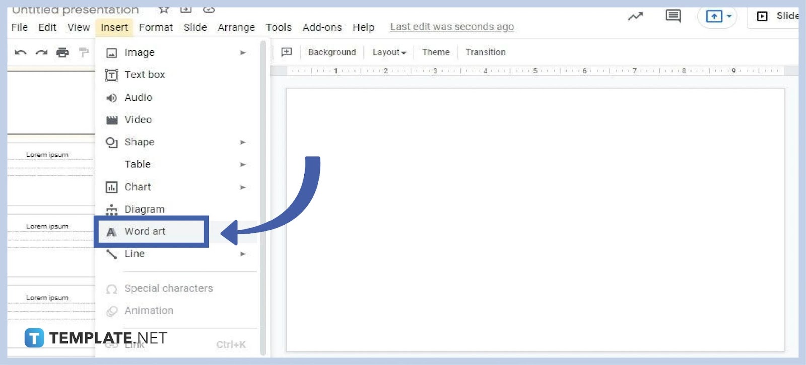 how to create an outline on text in google slides step