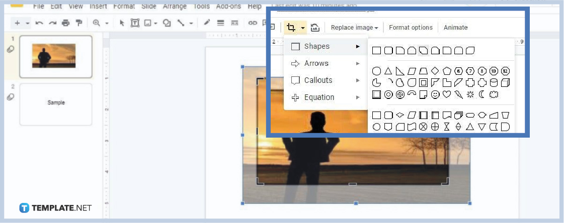 how to insert crop or mask an image in google slides step