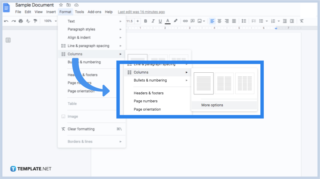 how to make columns in google docs step