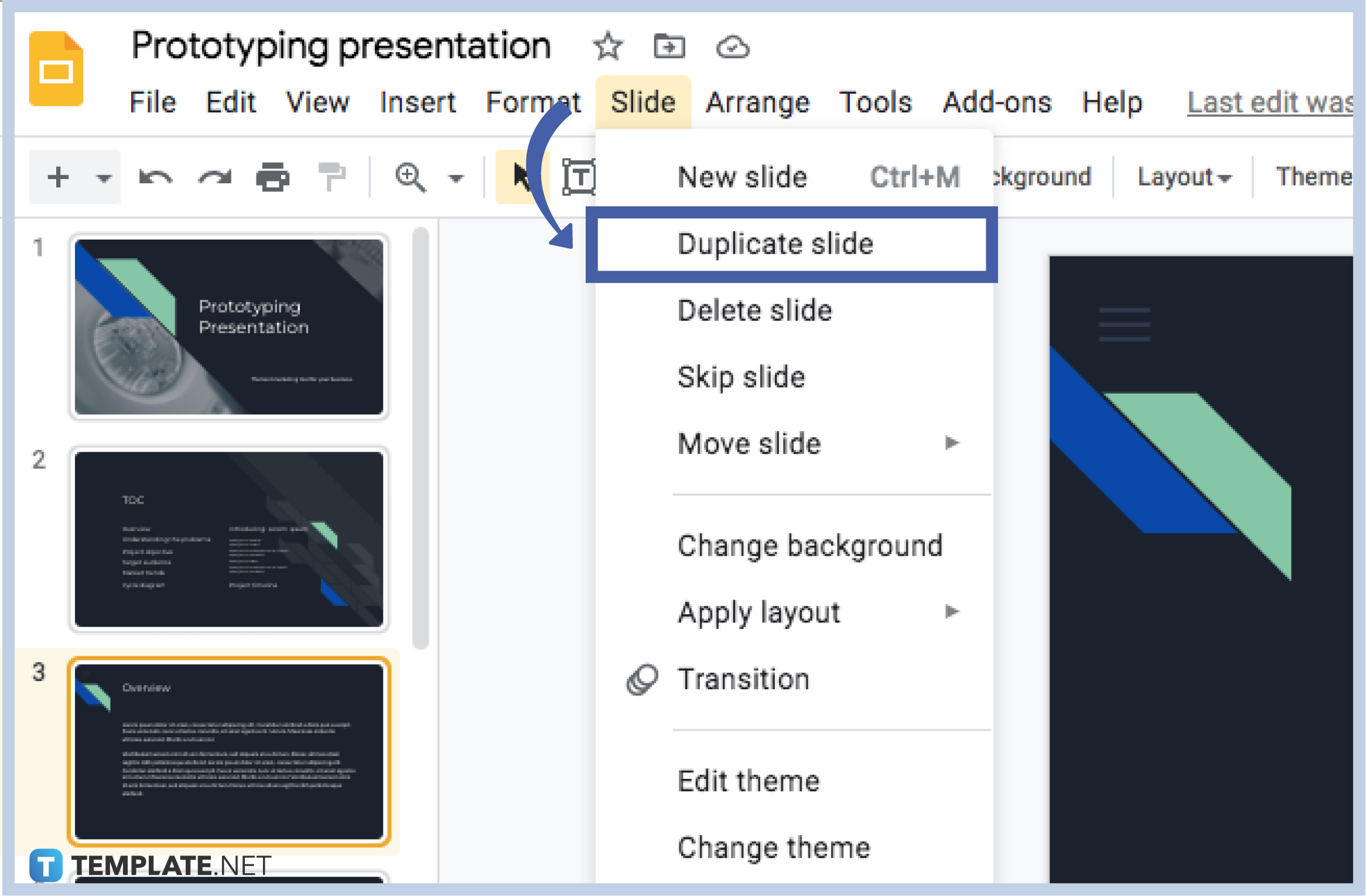 how to duplicate a presentation on google slides