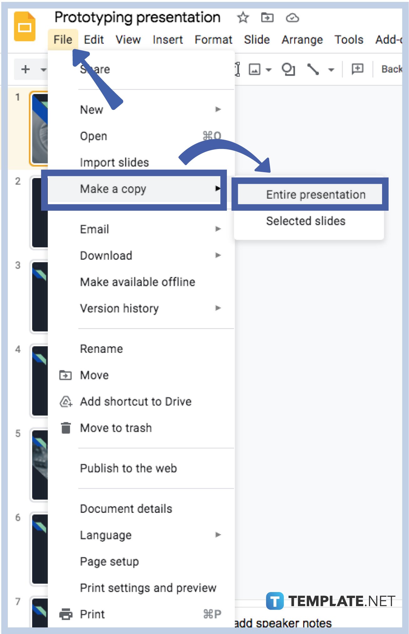 step 5 make a copy of selected slides or the entire presentation 0