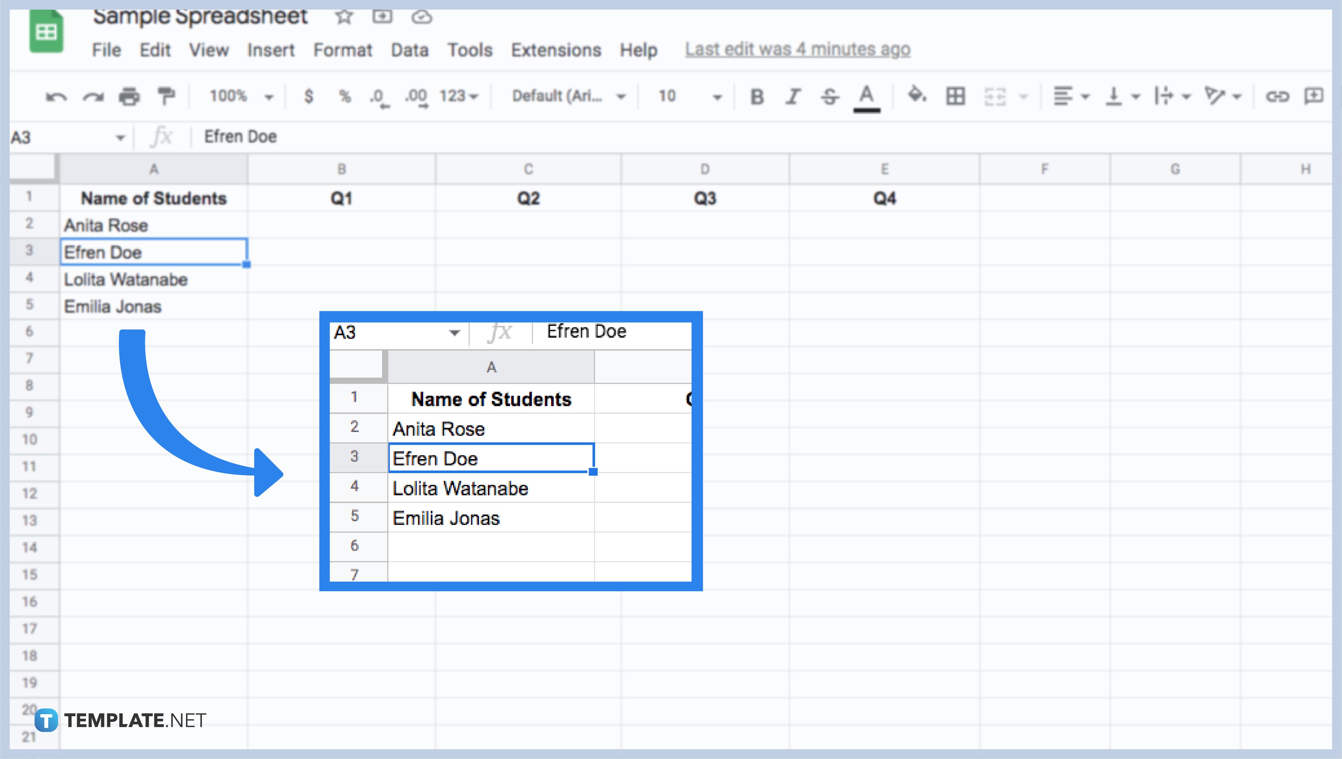 how to keep a row fixed in google sheets step