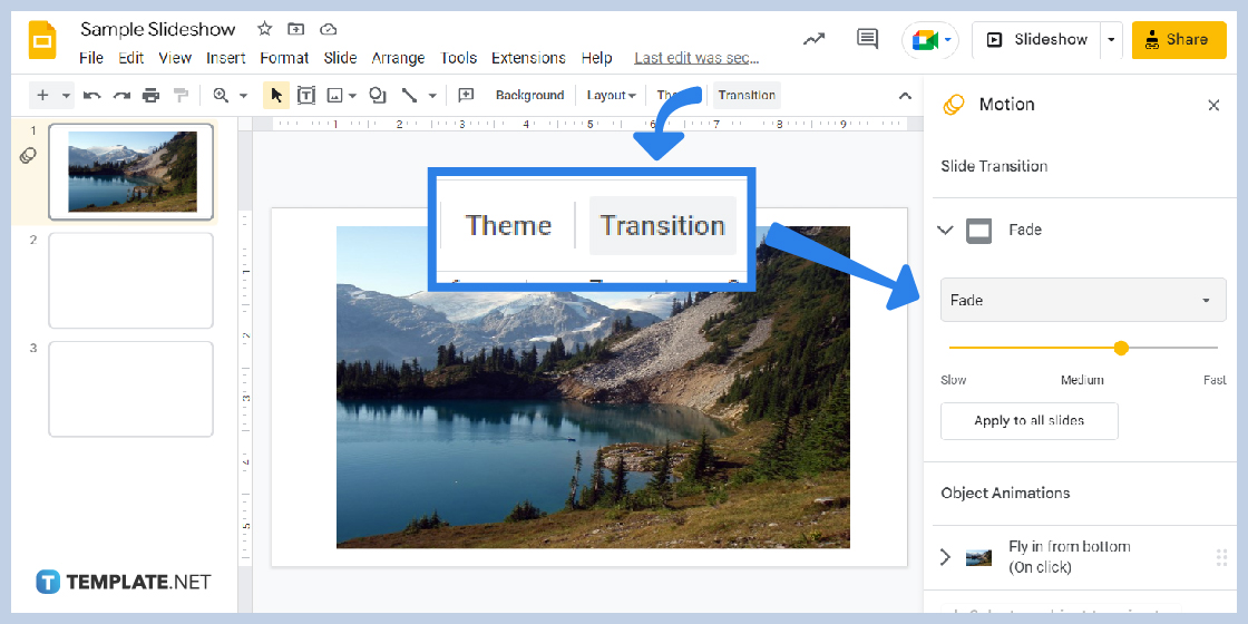 how to add animations or transitions on google slides step