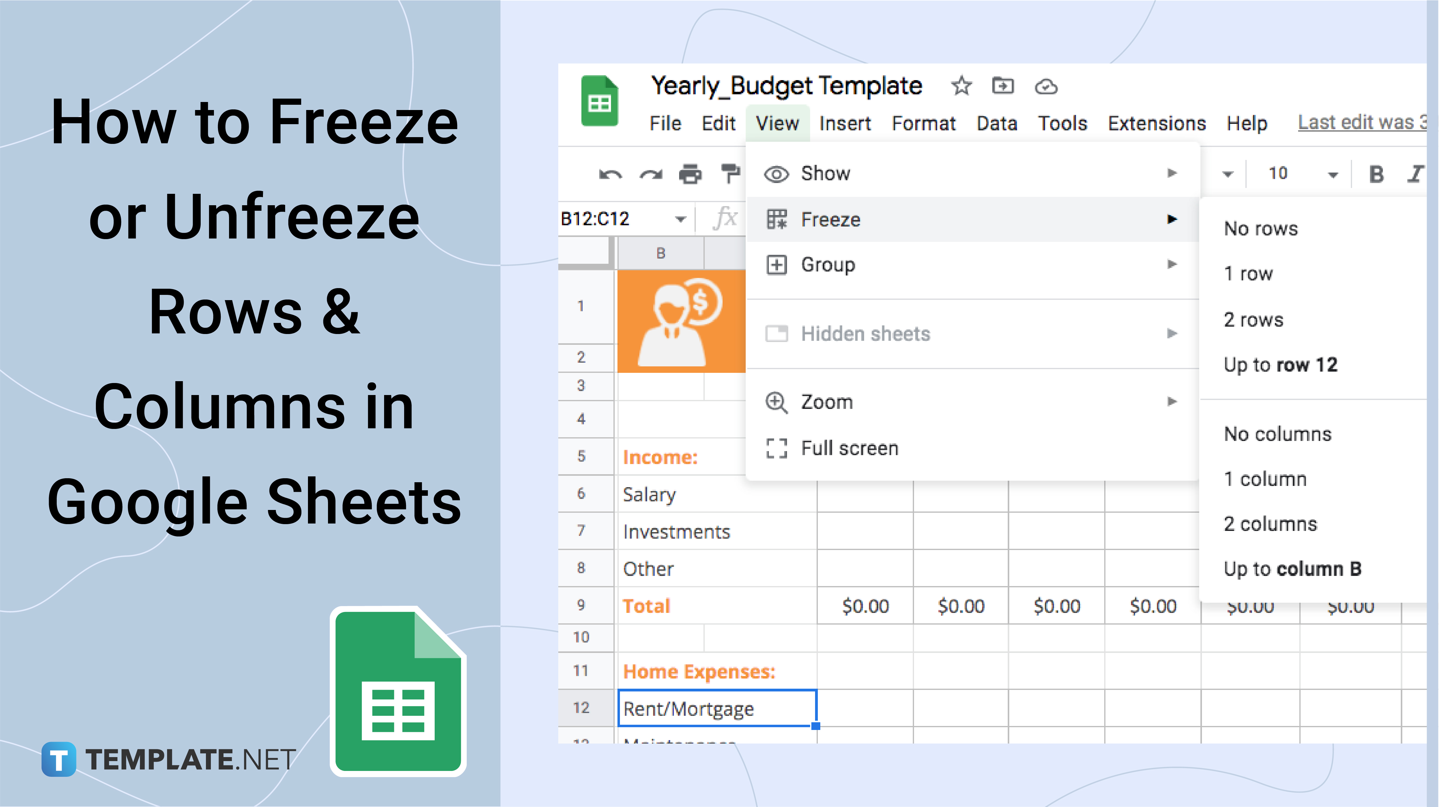 How to Freeze or Unfreeze Rows Columns in Google Sheets