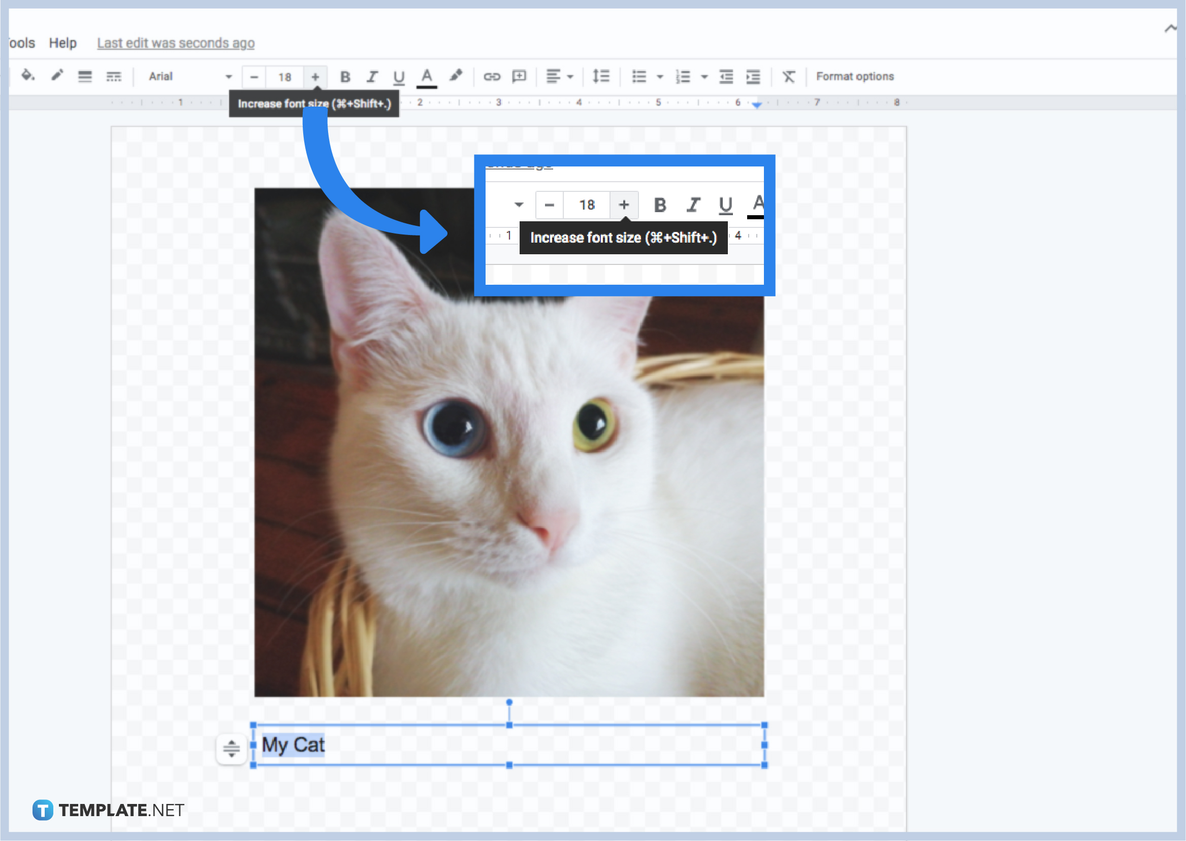 how to insert text change color font and size in google drawings step